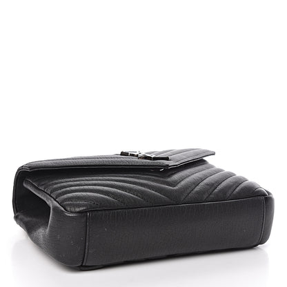 Saint Laurent Sheepskin Matelasse Chevron Monogram Medium College Bag Black 5 of 11