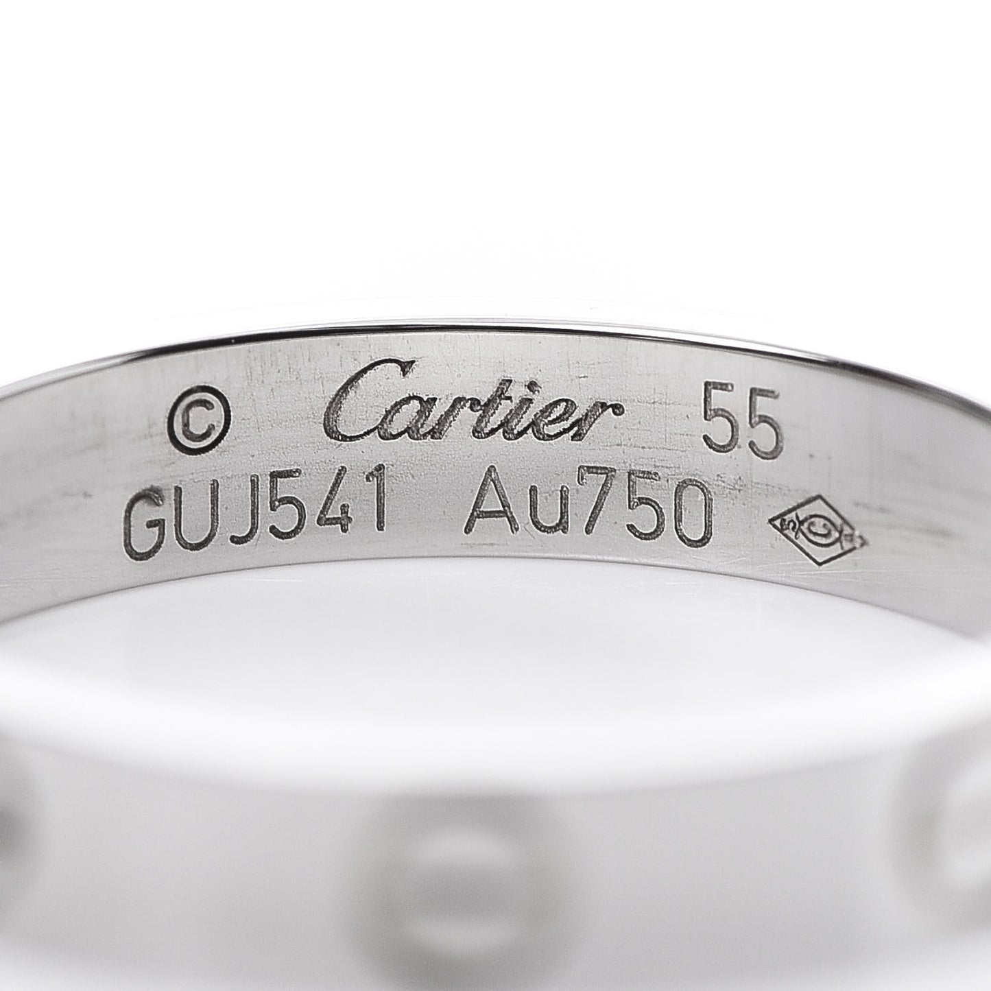 18K White Gold 3.5mm LOVE Wedding Band Ring 55 7.25