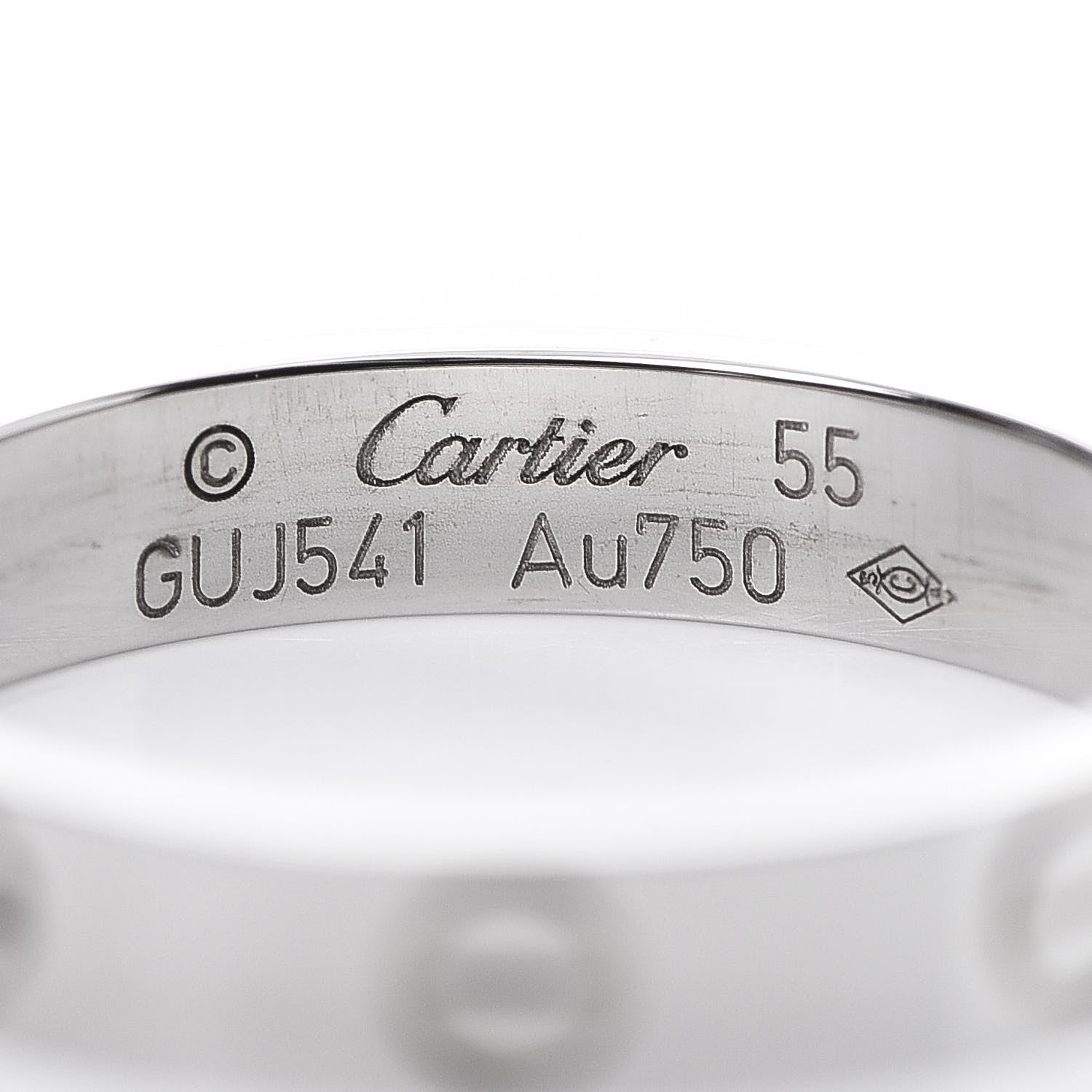 Cartier 18K White Gold 3.5mm LOVE Wedding Band Ring 55 7.25 4 of 5