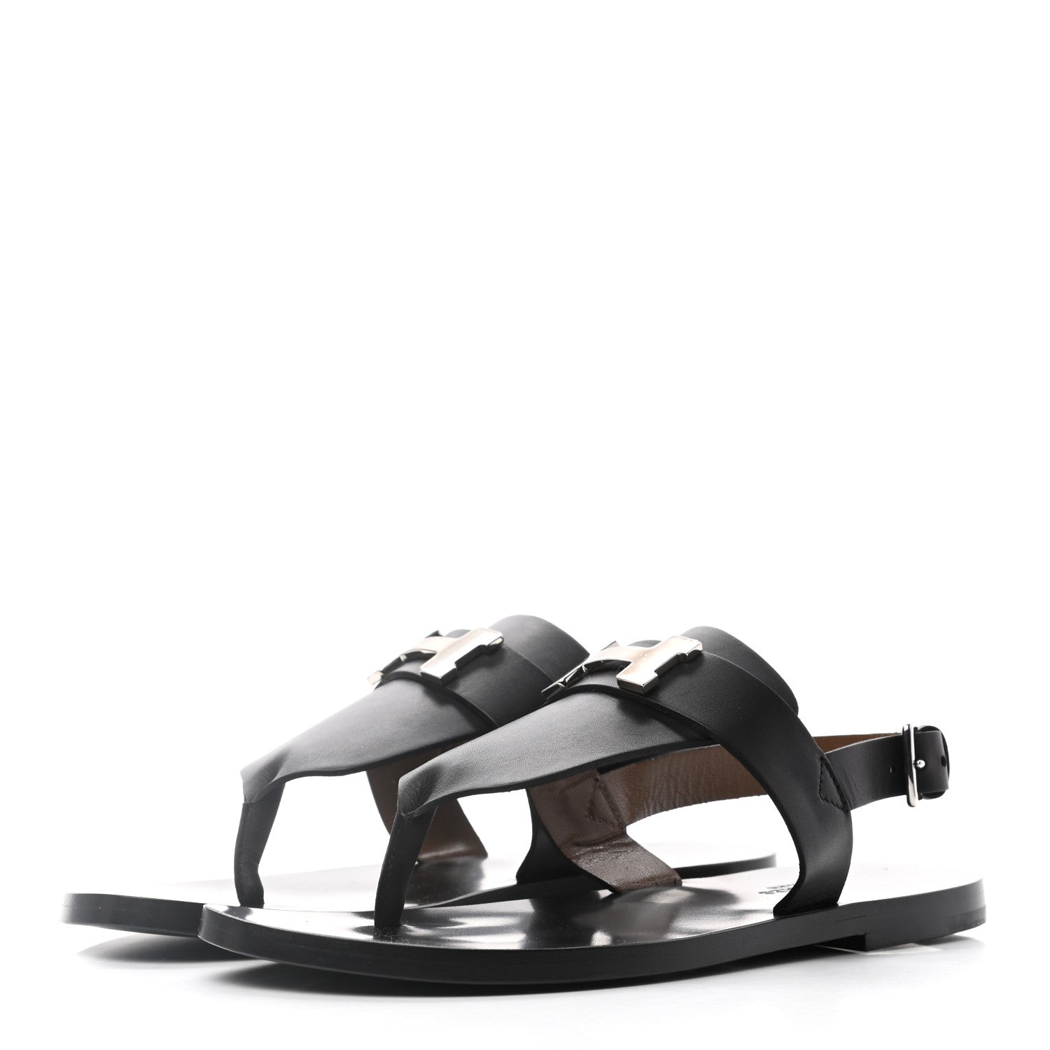 Hermes Calfskin Sandals 37 Black 3 of 8