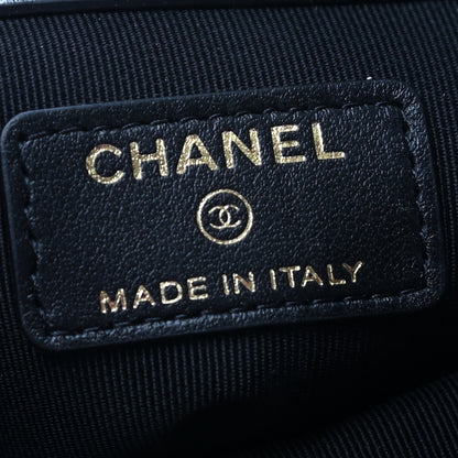 Chanel Satin Quilted Chain Around Medium Cosmetic Case Black 6 of 7