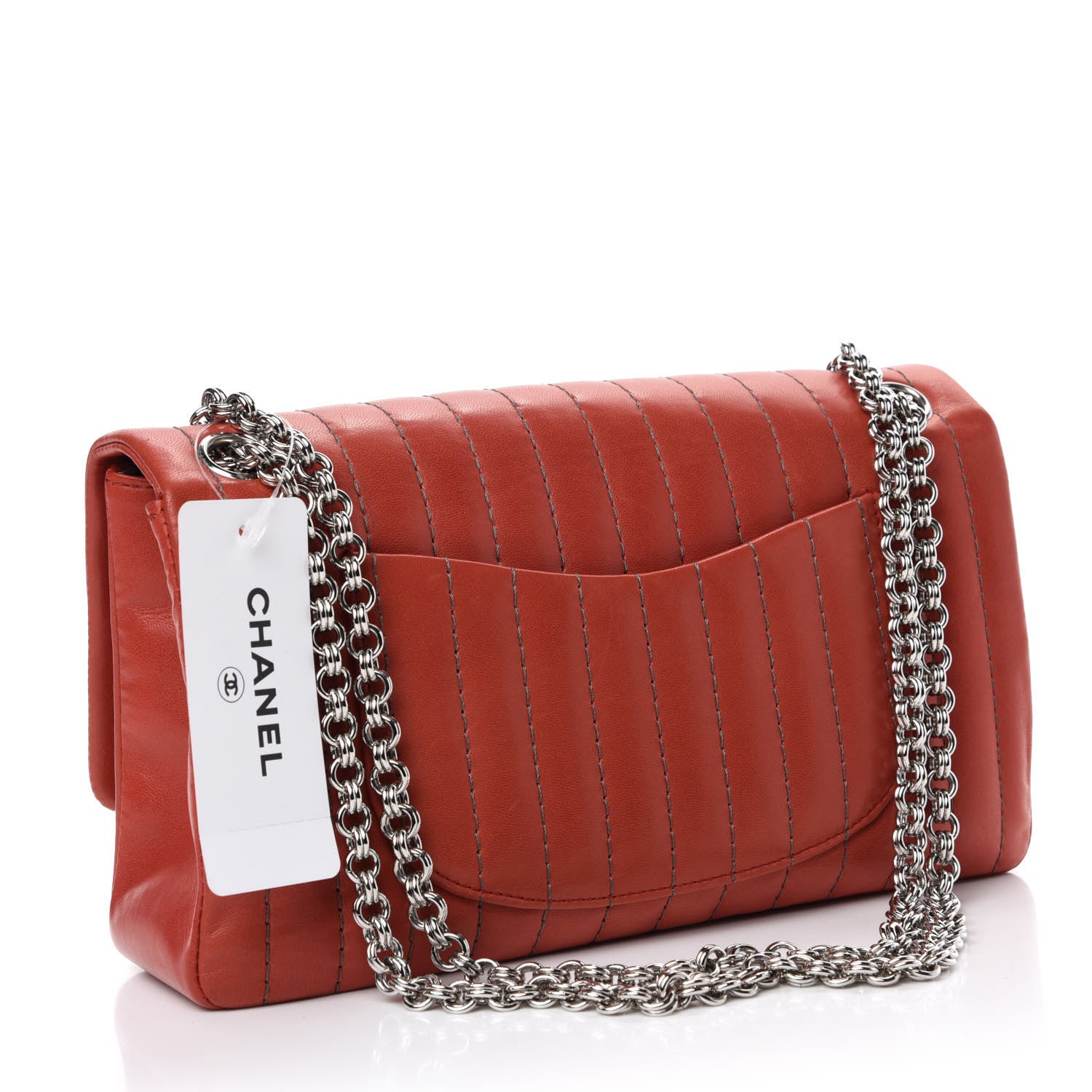 Chanel Lambskin Vertical Quilted Medium Single Flap Red 4 of 13