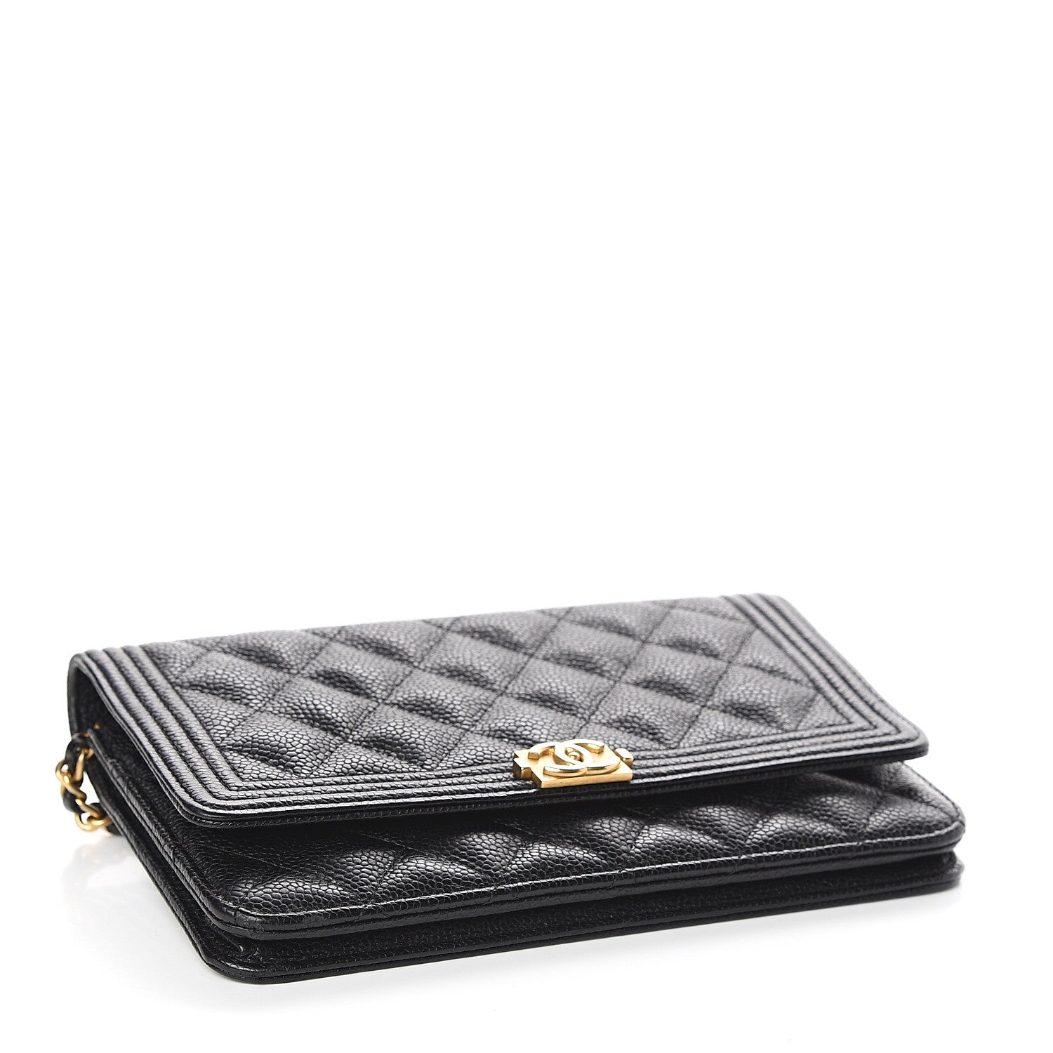 Chanel Caviar Quilted Boy Wallet On Chain WOC Black 3 of 10