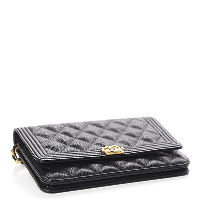 Chanel Caviar Quilted Boy Wallet On Chain WOC Black 3 of 10