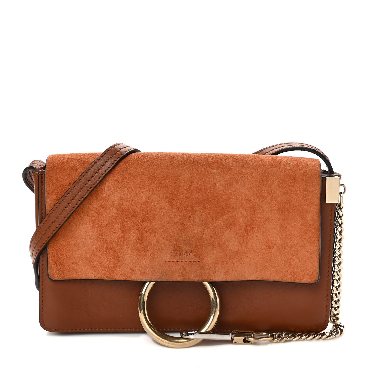 Suede Calfskin Mini Faye Shoulder Bag Tobacco