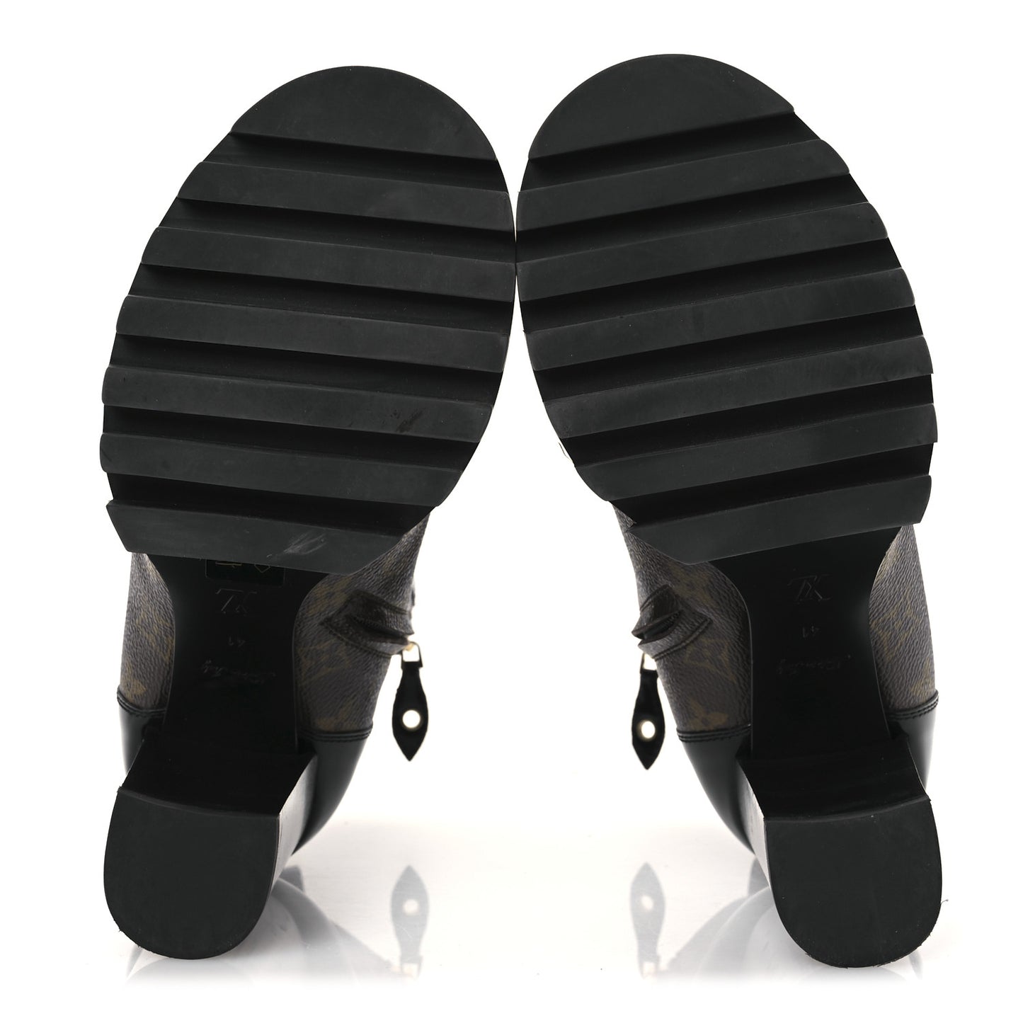 Patent Calfskin Monogram Star Trail Ankle Boots 41 Black