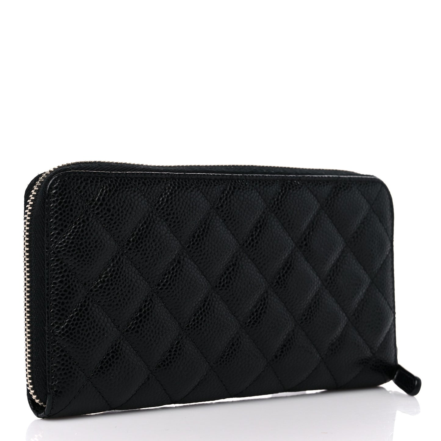 Caviar Quilted Large Gusset Zip Around Wallet Black