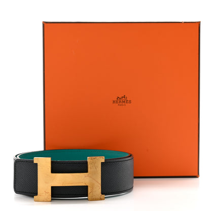 Hermes Epsom 32mm H Belt 85 34 Bleu Indigo Vert Verrone 6 of 6