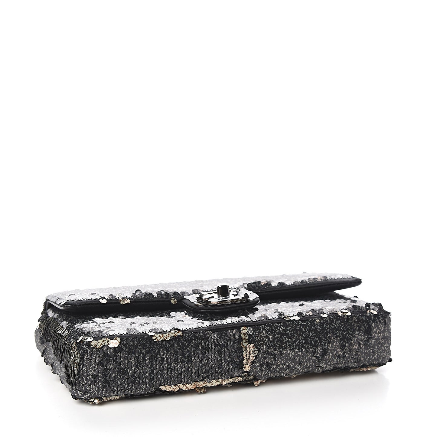 Sequin Mini Flap Beige Black