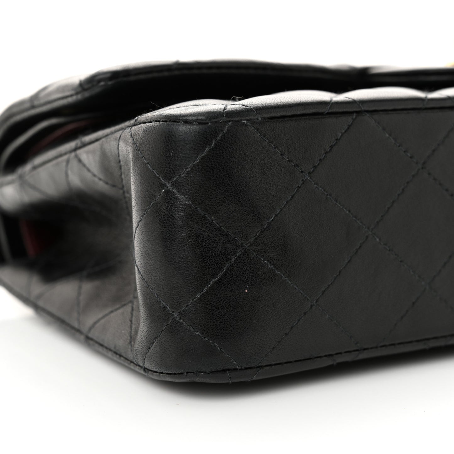 Lambskin Quilted Medium Double Flap Black