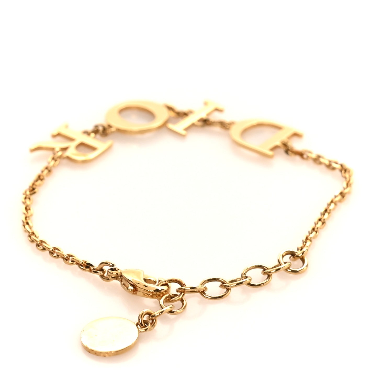 Metal Crystal Letters Bracelet Gold