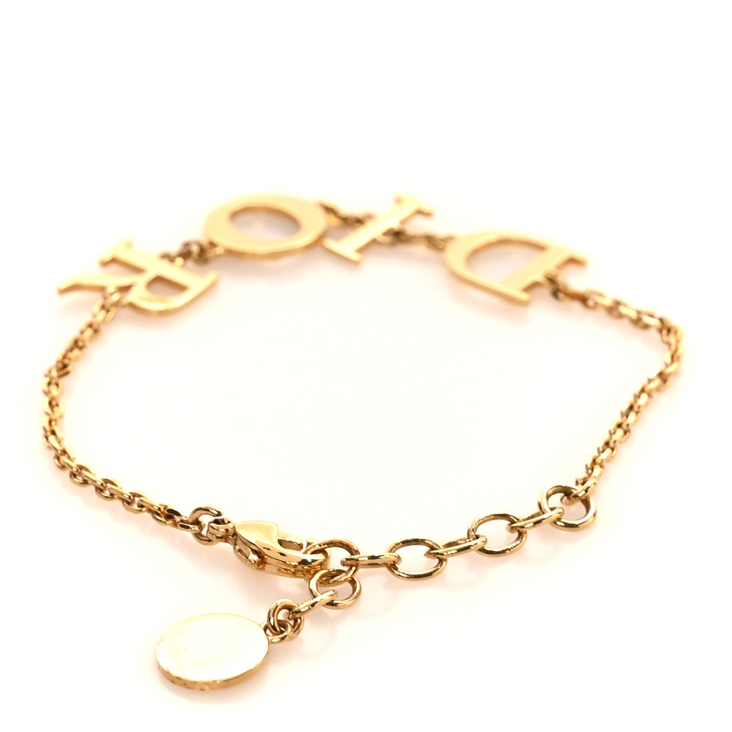 Christian Dior Metal Crystal Letters Bracelet Gold 3 of 5
