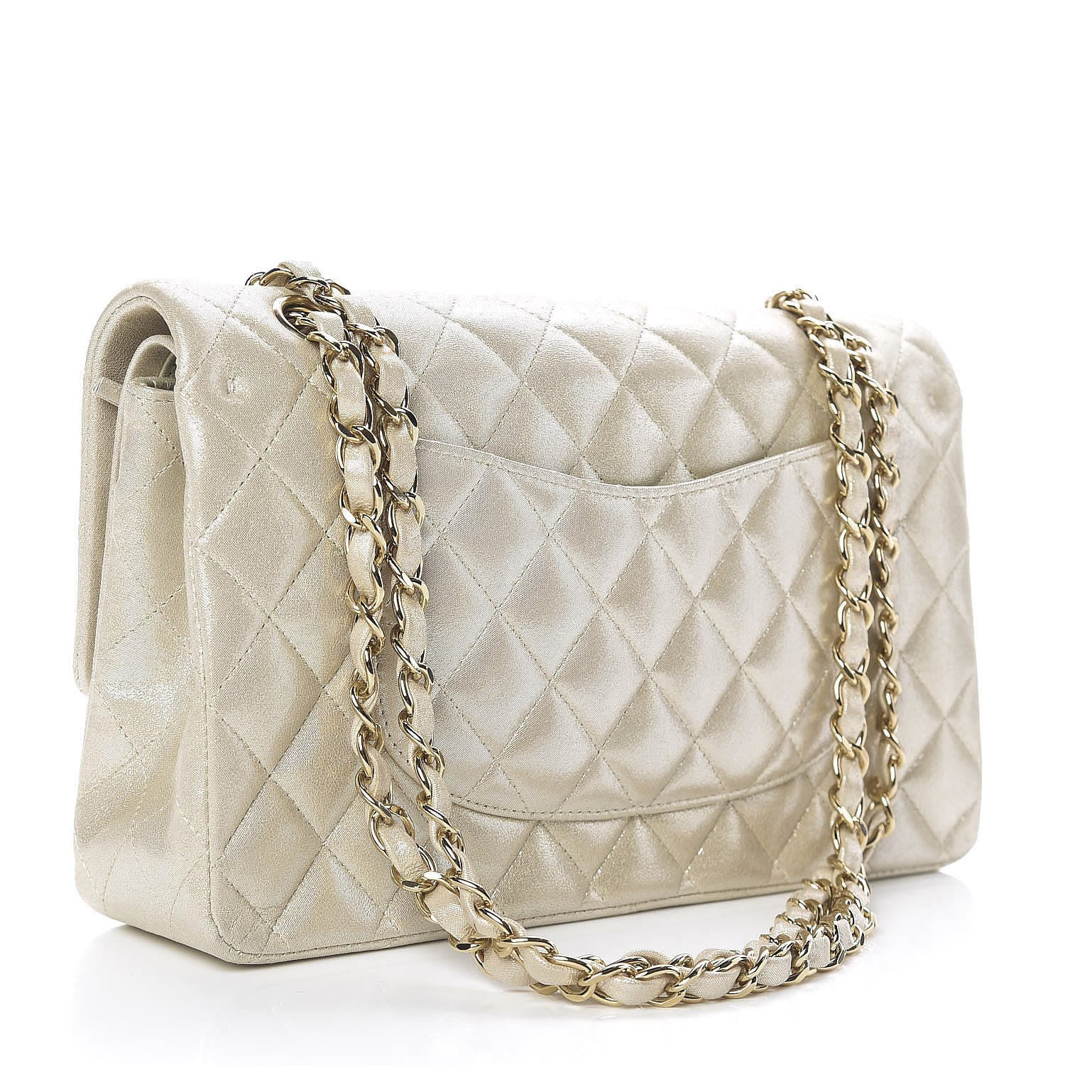 Chanel Iridescent Calfskin Medium Double Flap Light Gold 4 of 10