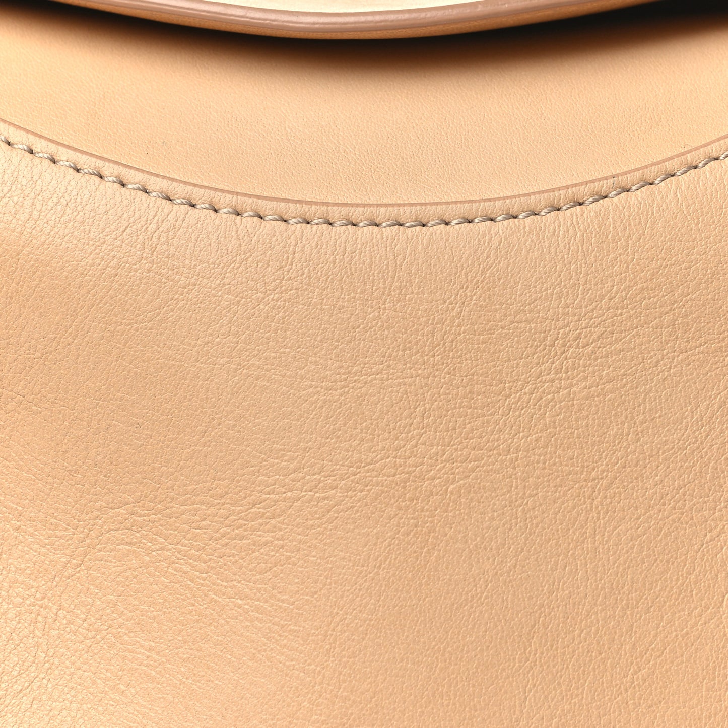 Small Grain Calfskin Kiss Bag Sandy Beige