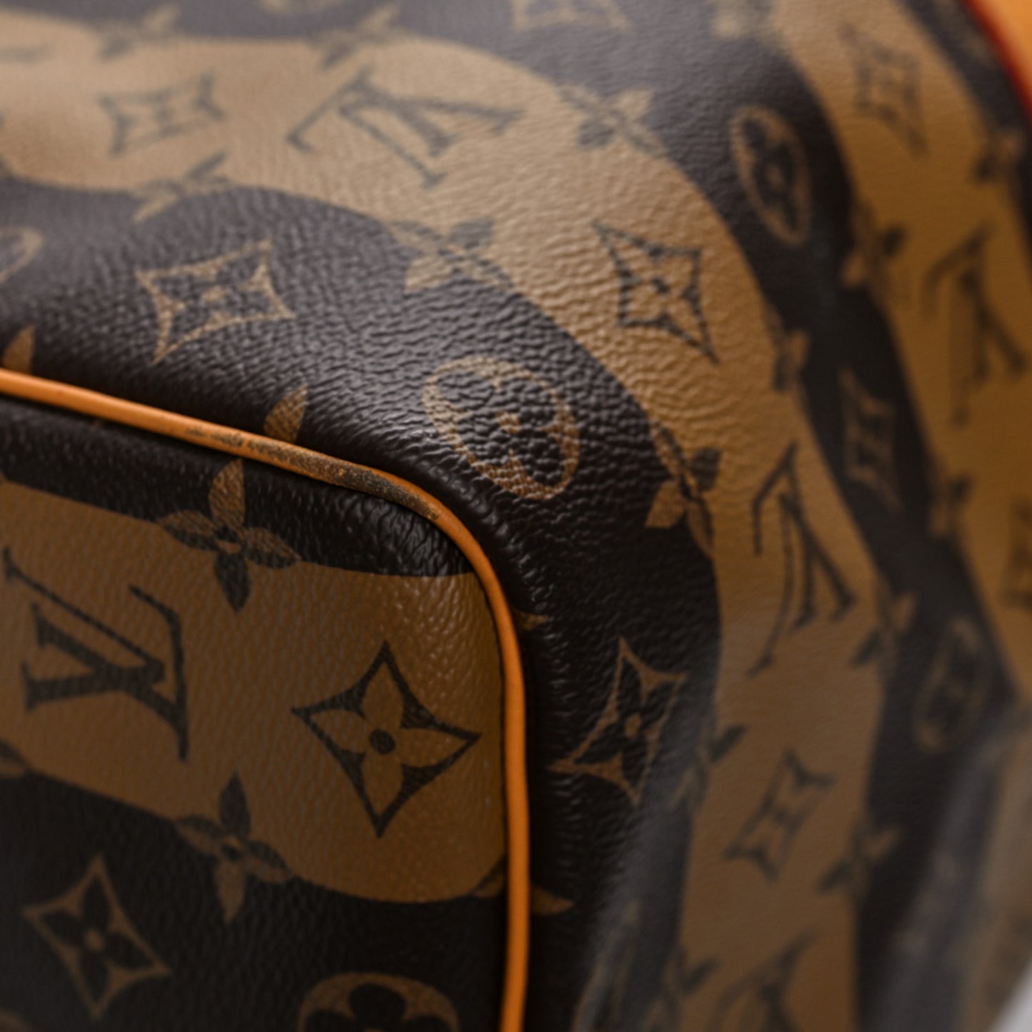X NIGO Reverse Monogram Stripe Keepall Bandouliere 50 Brown