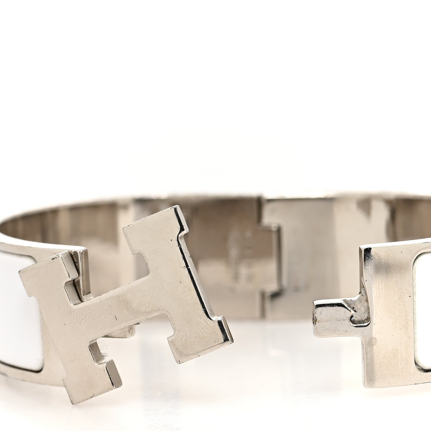 Hermes Enamel Wide Clic Clac H Bracelet GM White 4 of 5