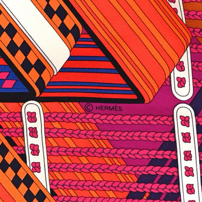 Hermes Silk Double Sangle Scarf 90 Rouge Bougainvillea 4 of 6
