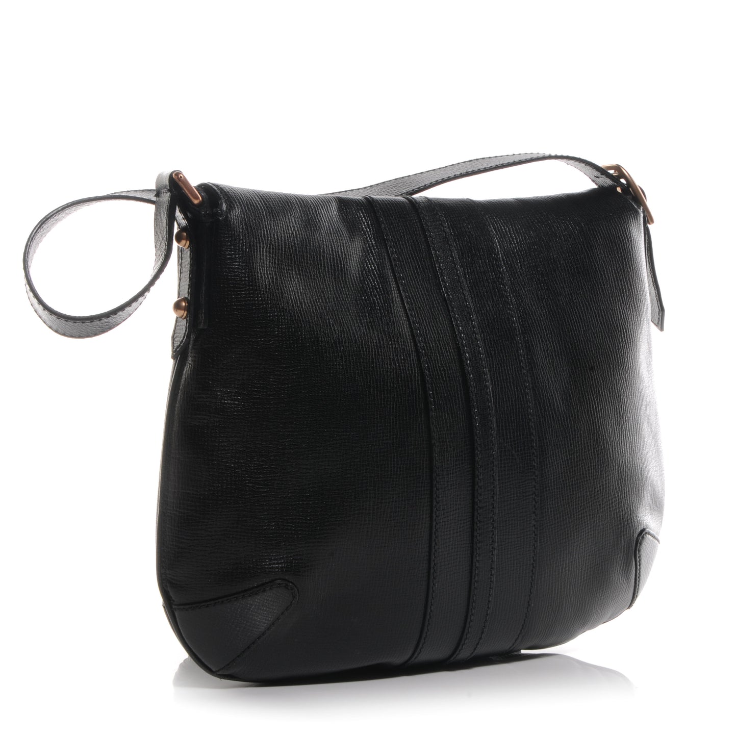 Leather Horsebit Flap Bag Black