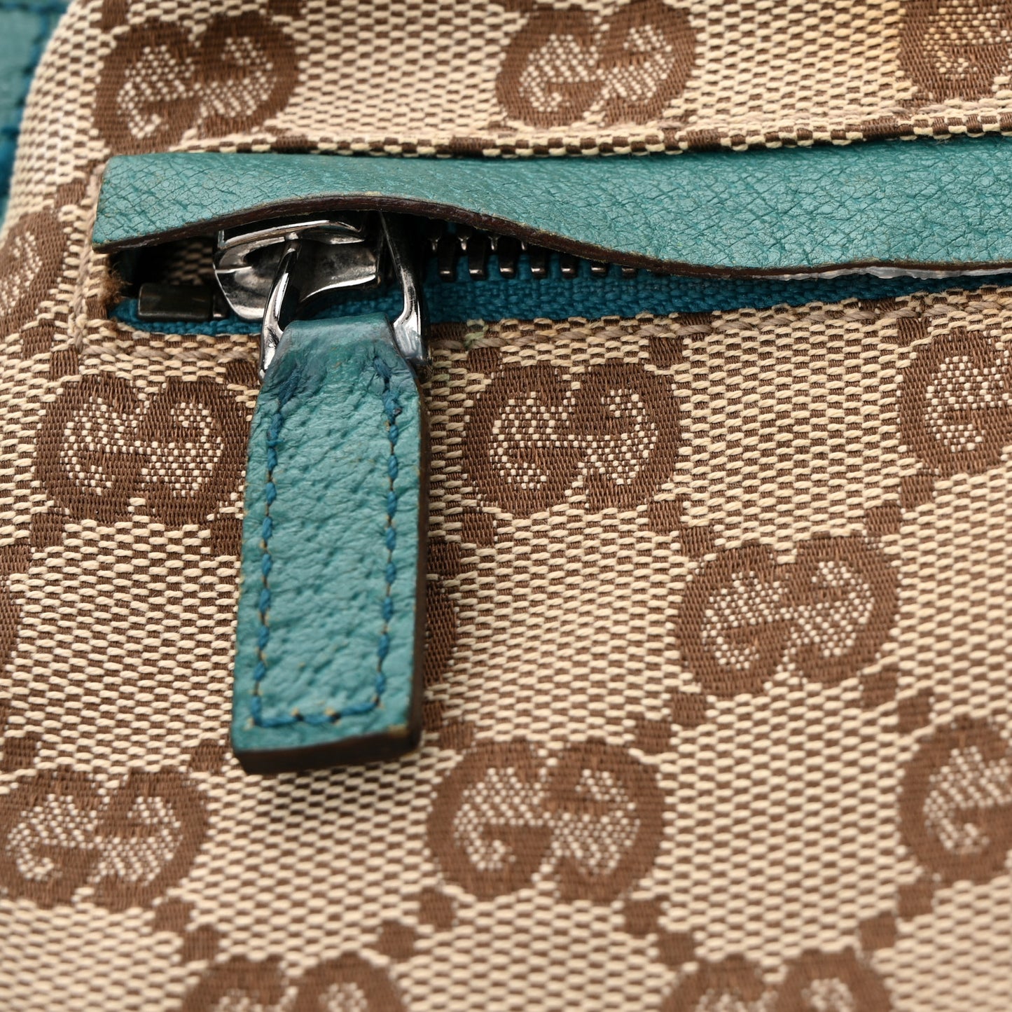 GG Monogram Web Double Pocket Belt Bag Turquoise