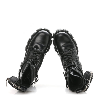 Prada Spazzolato Rois Nylon Metal Triangle Logo Monolith Pouch Pocket 55mm Boots 37 Black 4 of 16