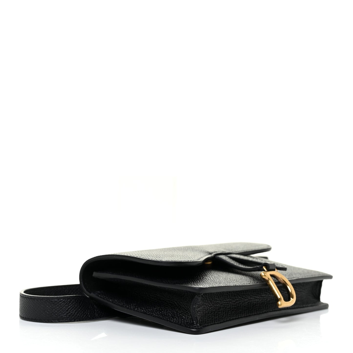 Grained Calfskin Saddle Belt Bag Black