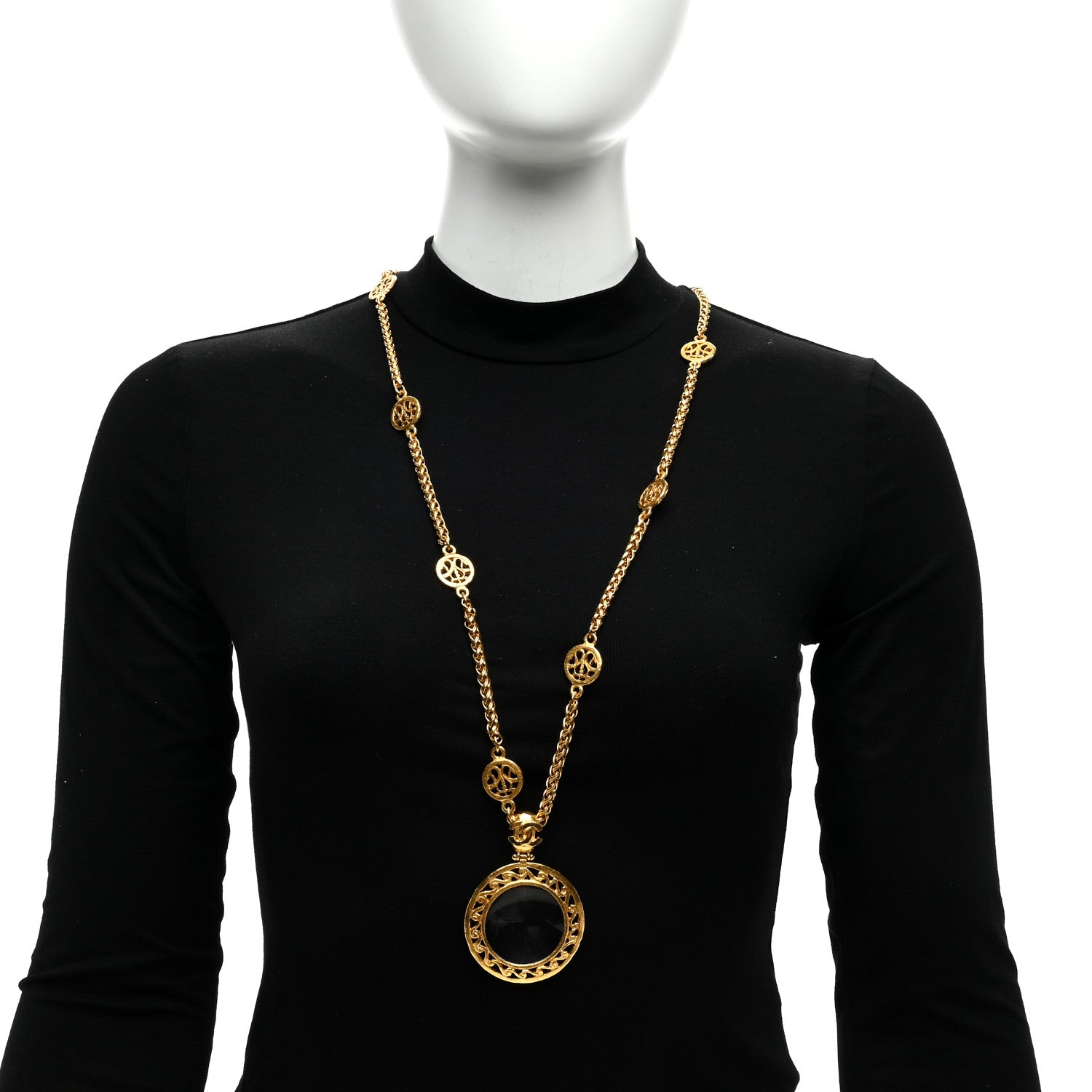 Chanel Loupe Magnifying Glass Necklace Gold 2 of 5