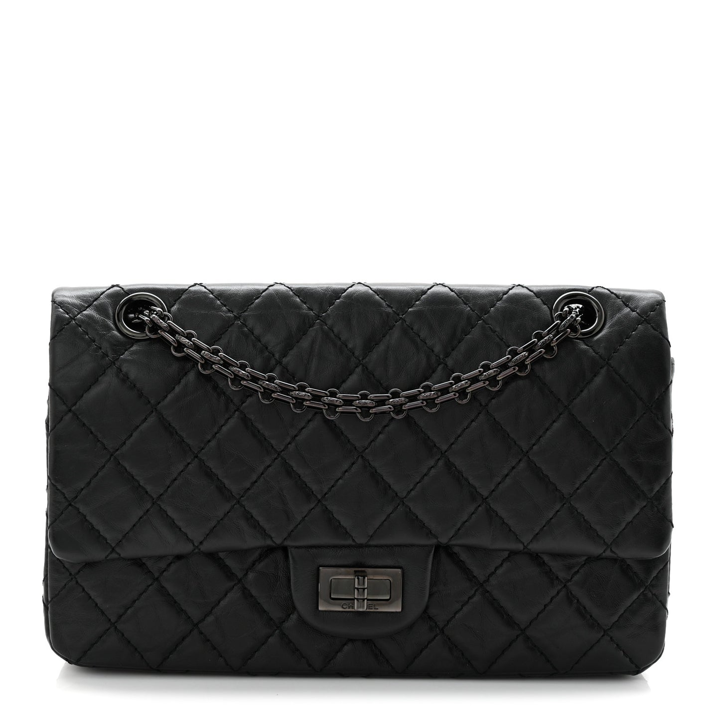 Aged Calfskin Quilted 2.55 Reissue 225 Flap So Black