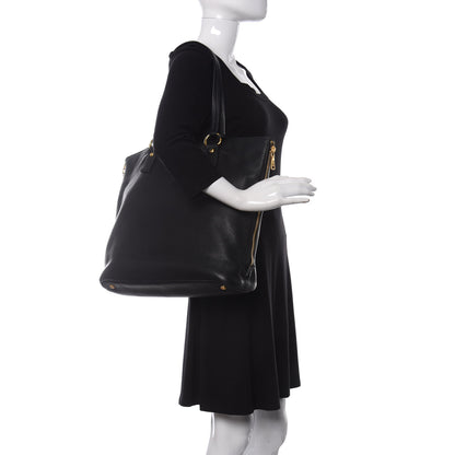 Prada Vitello Daino Side Zip Tote Black 2 of 11