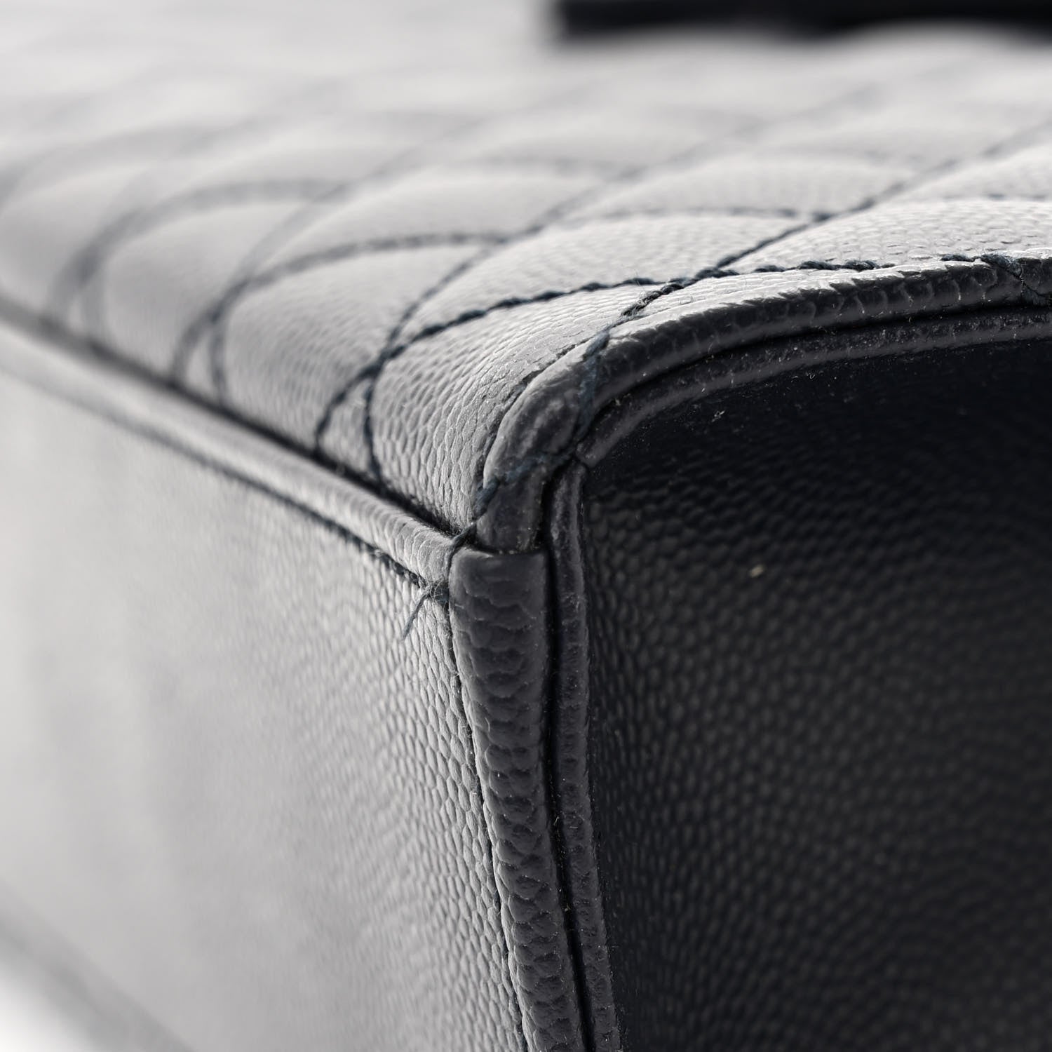 Saint Laurent Grain De Poudre Textured Mixed Matelasse Large Triquilt Monogram Satchel Deep Marine 10 of 10