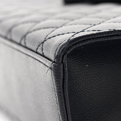Saint Laurent Grain De Poudre Textured Mixed Matelasse Large Triquilt Monogram Satchel Deep Marine 10 of 10
