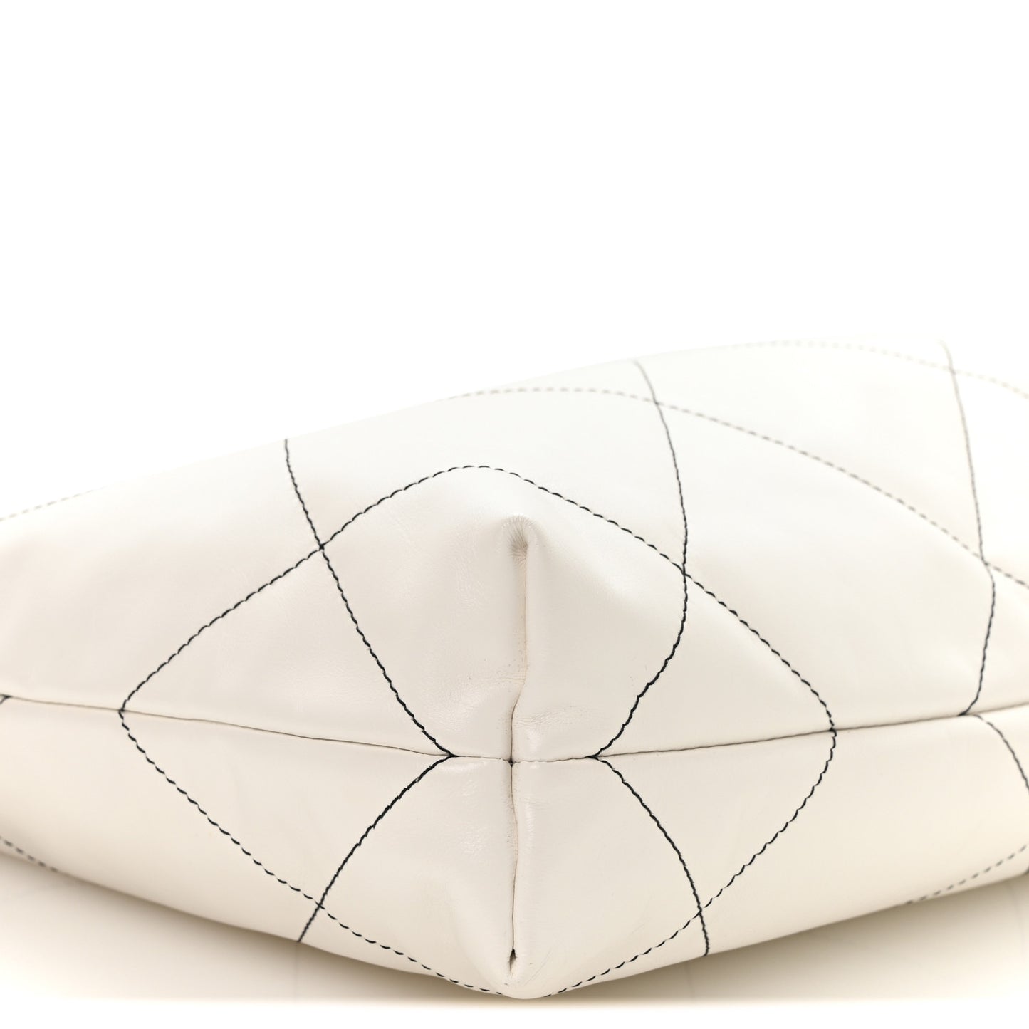 Shiny Calfskin Quilted Small Chanel 22 White Black