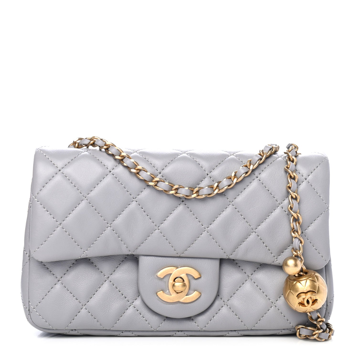 Chanel Lambskin Quilted Mini Rectangular Pearl Crush Flap Grey 1 of 4