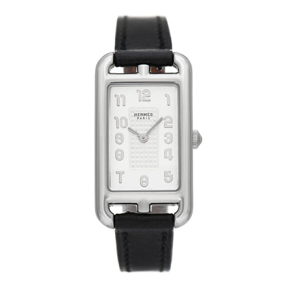 Hermes Stainless Steel Barenia 20mm Nantucket Quartz Watch Noir 1 of 5