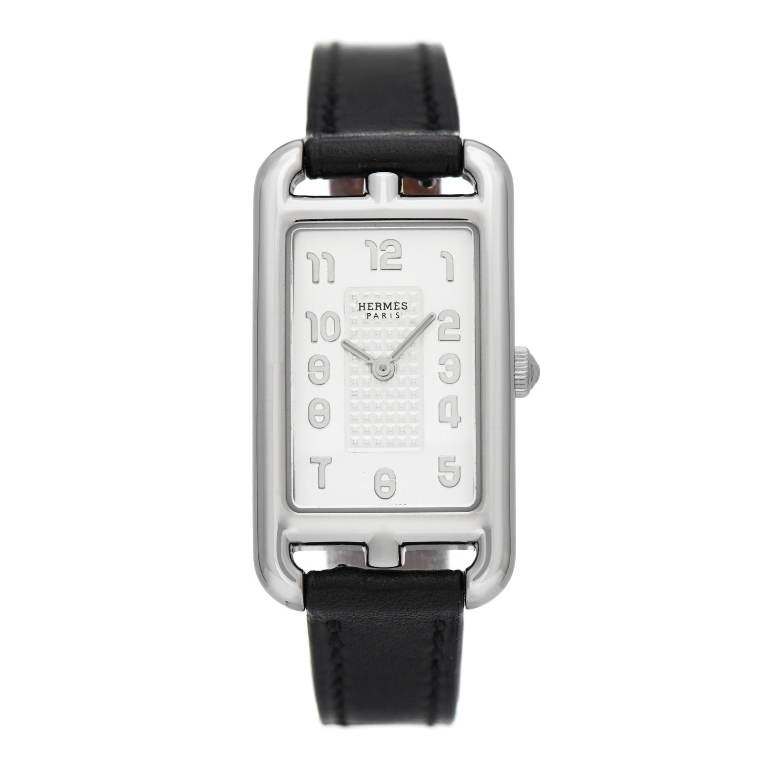 Hermes Stainless Steel Barenia 20mm Nantucket Quartz Watch Noir 1 of 5