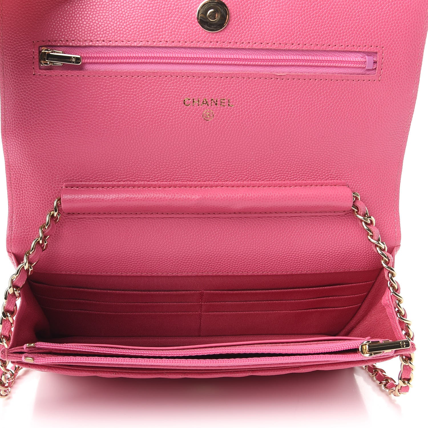 Chanel Caviar Quilted Wallet on Chain WOC Pink 7 of 10