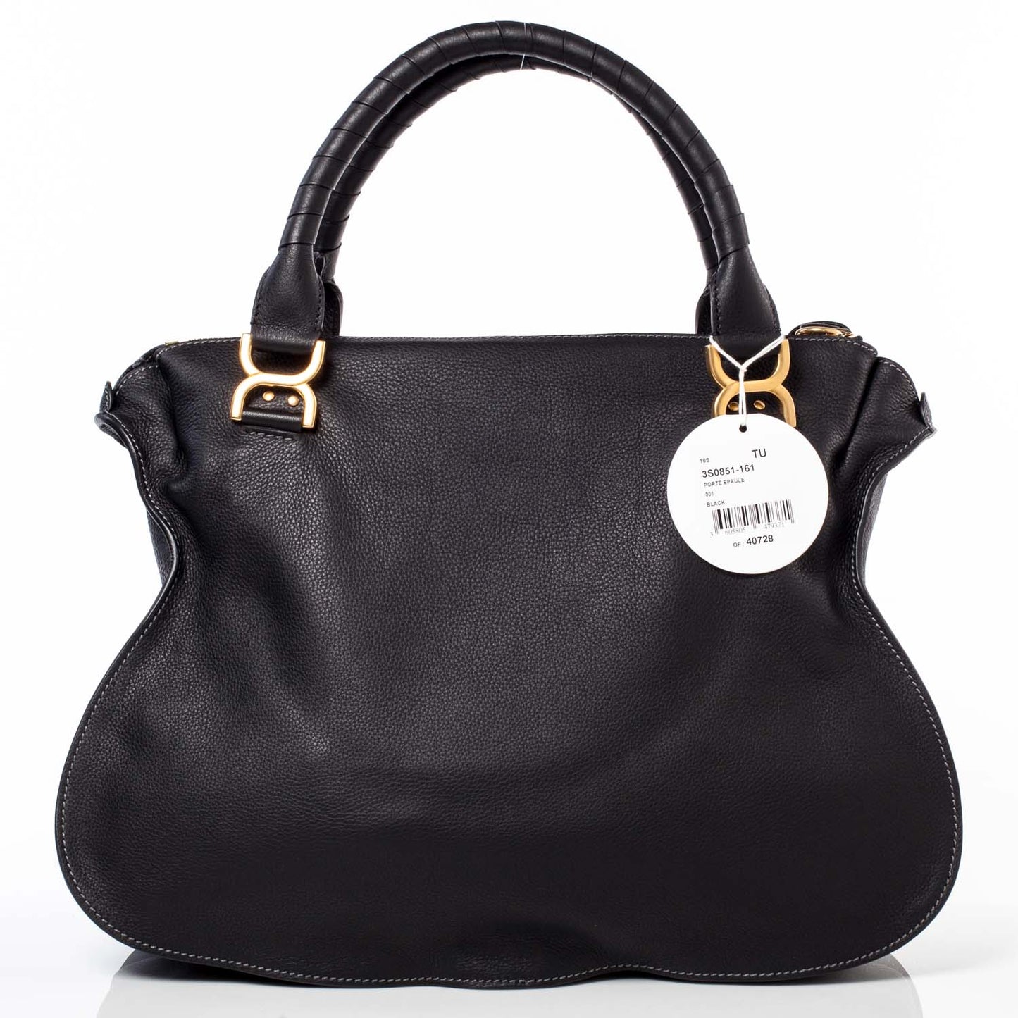 Leather Large Marcie Satchel Black