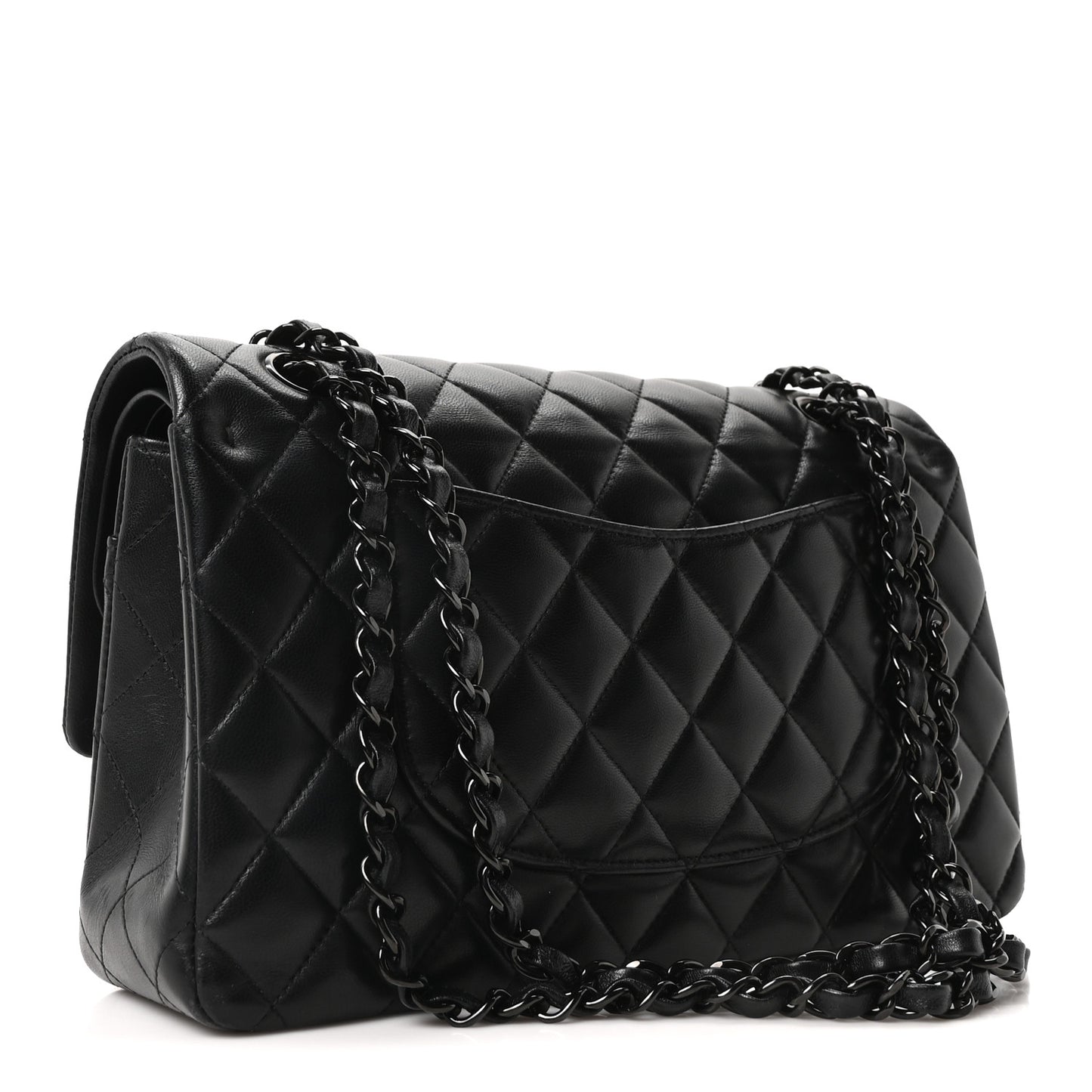 Lambskin Quilted Medium Double Flap So Black