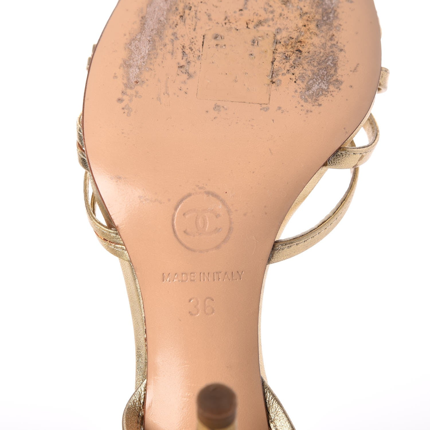 Chanel Metallic Lambskin Strappy Sandals 36 Light Gold 10 of 16