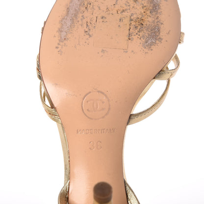 Chanel Metallic Lambskin Strappy Sandals 36 Light Gold 10 of 16