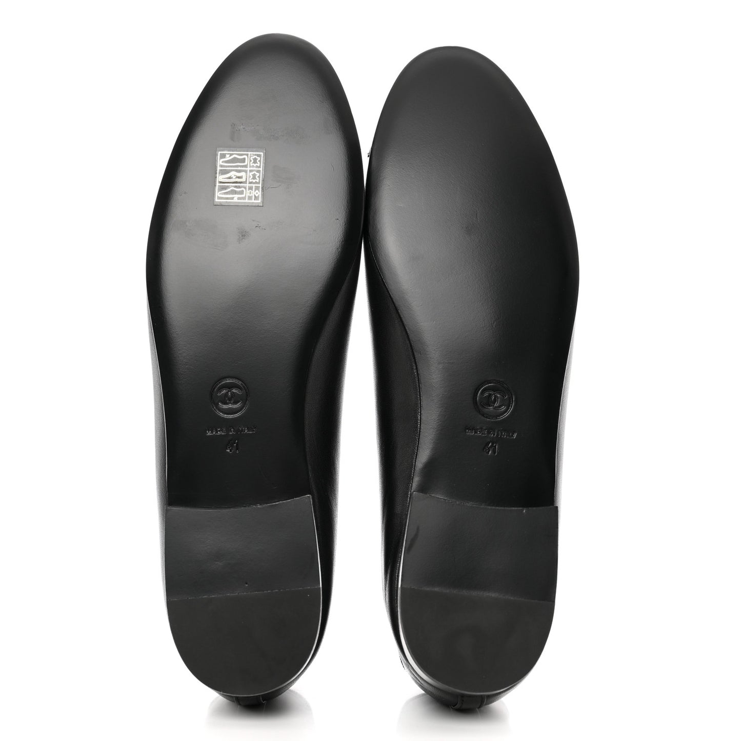 Lambskin Patent Cap Toe Ballerina Flats 41 Black