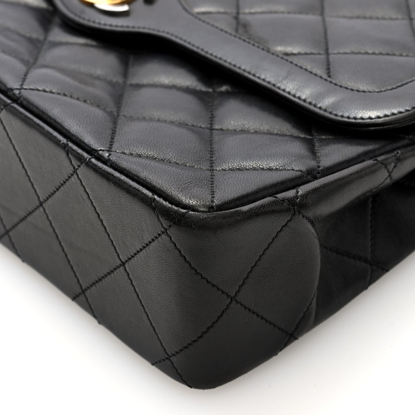 Lambskin Medium Double Flap Black