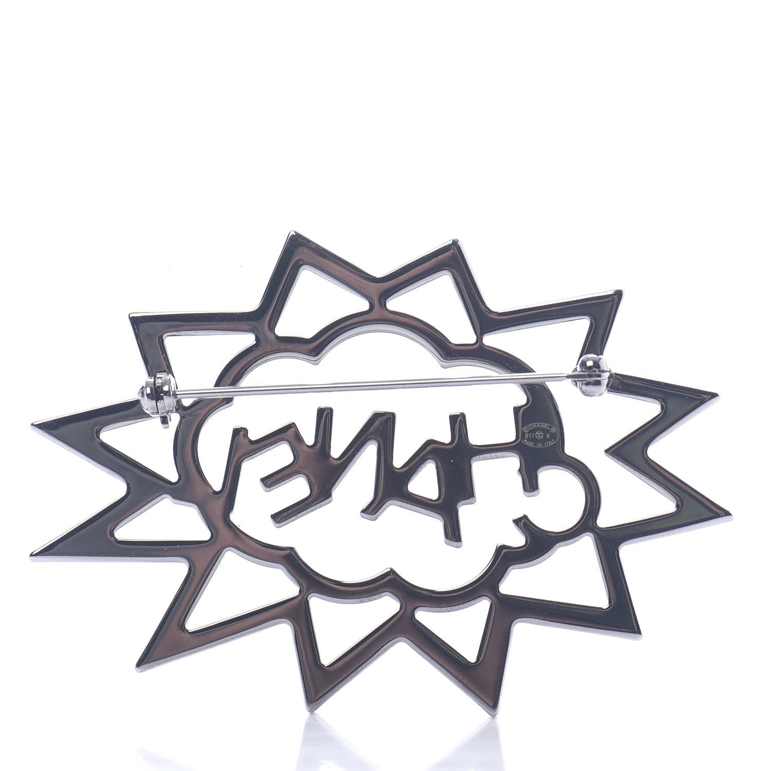 Chanel Ruthenium Crystal CC Brooch Red Yellow 3 of 4