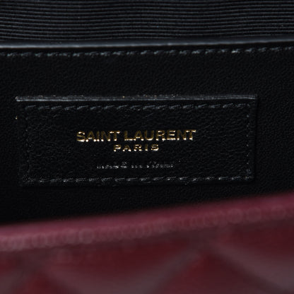 Saint Laurent Grain De Poudre Textured Mixed Matelasse Medium Triquilt Monogram Satchel Rouge Legion 9 of 9