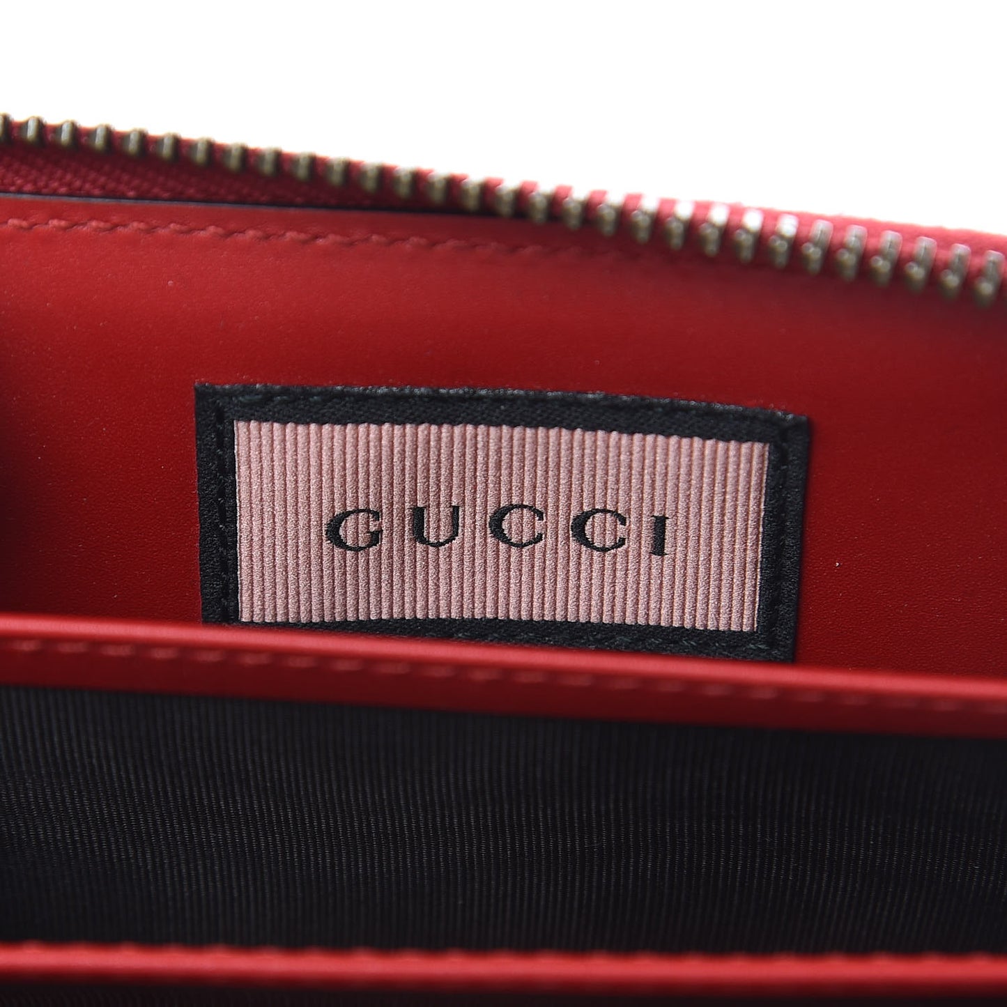 Calfskin GucciGhost Hamlet Skull Zip Around Card Case Hibiscus Red