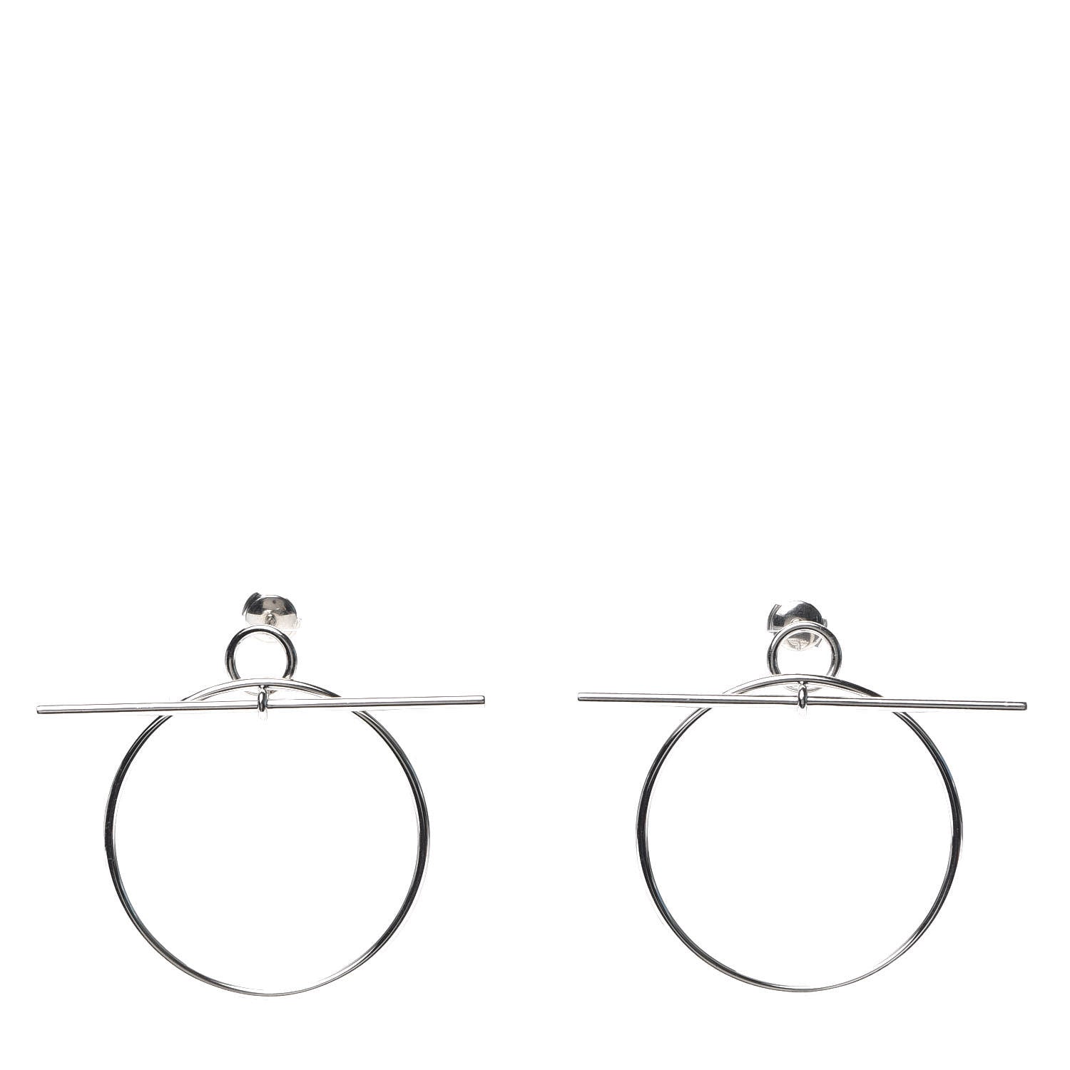 Hermes Sterling Silver MM Loop Earrings 1 of 6
