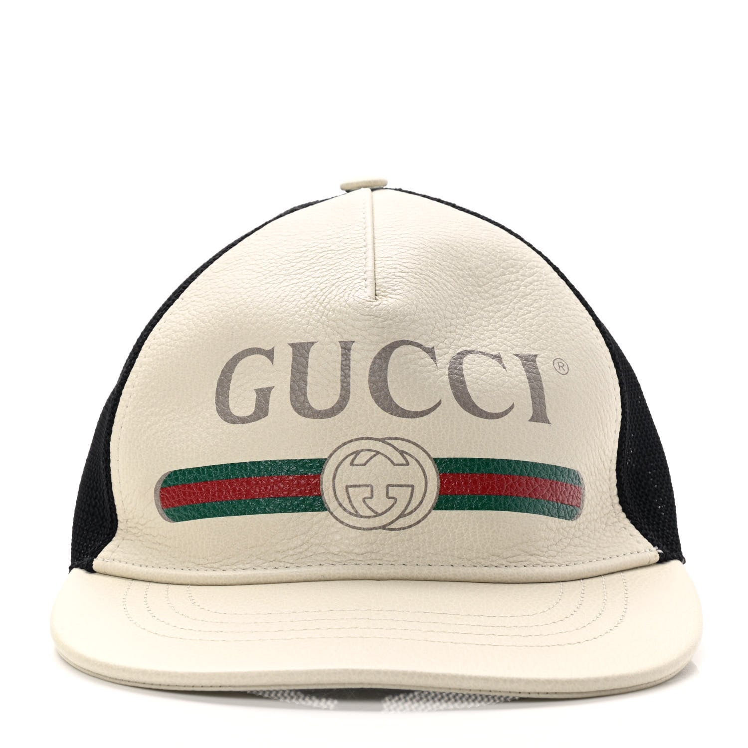Gucci Grained Calfskin Logo Baseball Hat L White 3 of 10