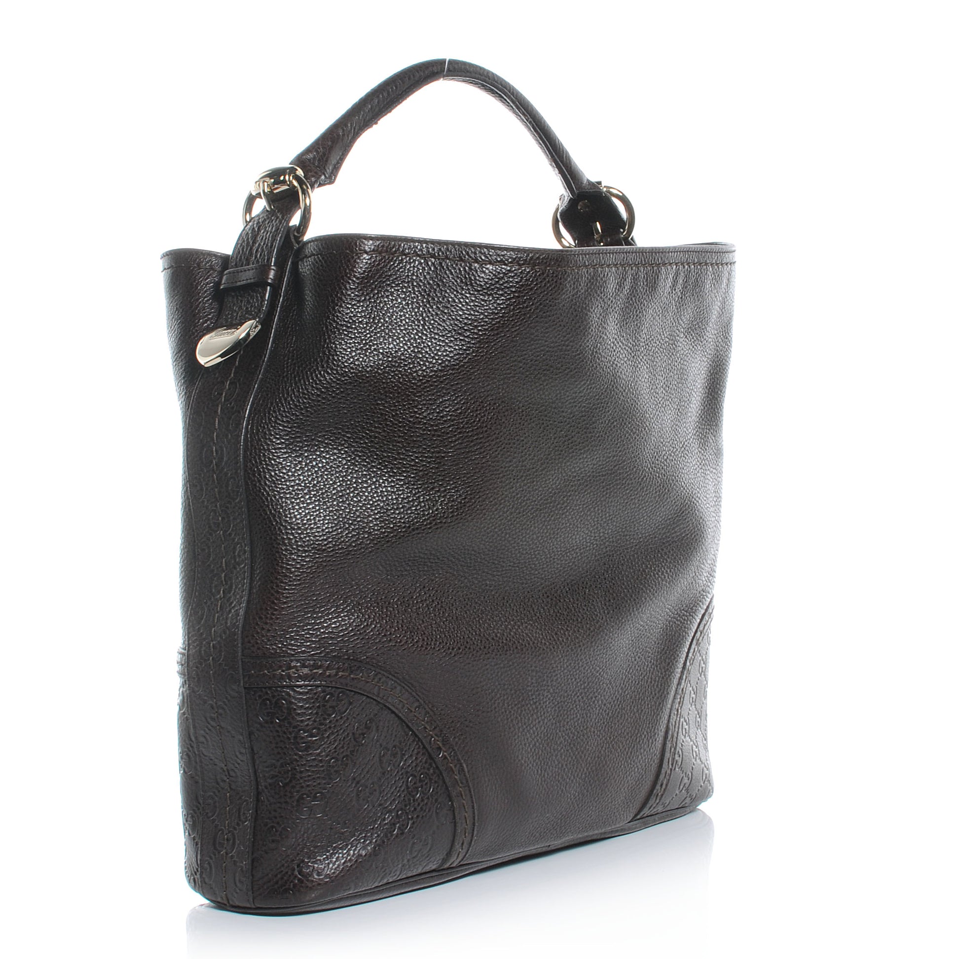 Gucci Leather Guccissima Trim Large Signoria Hobo Dark Brown 3 of 7