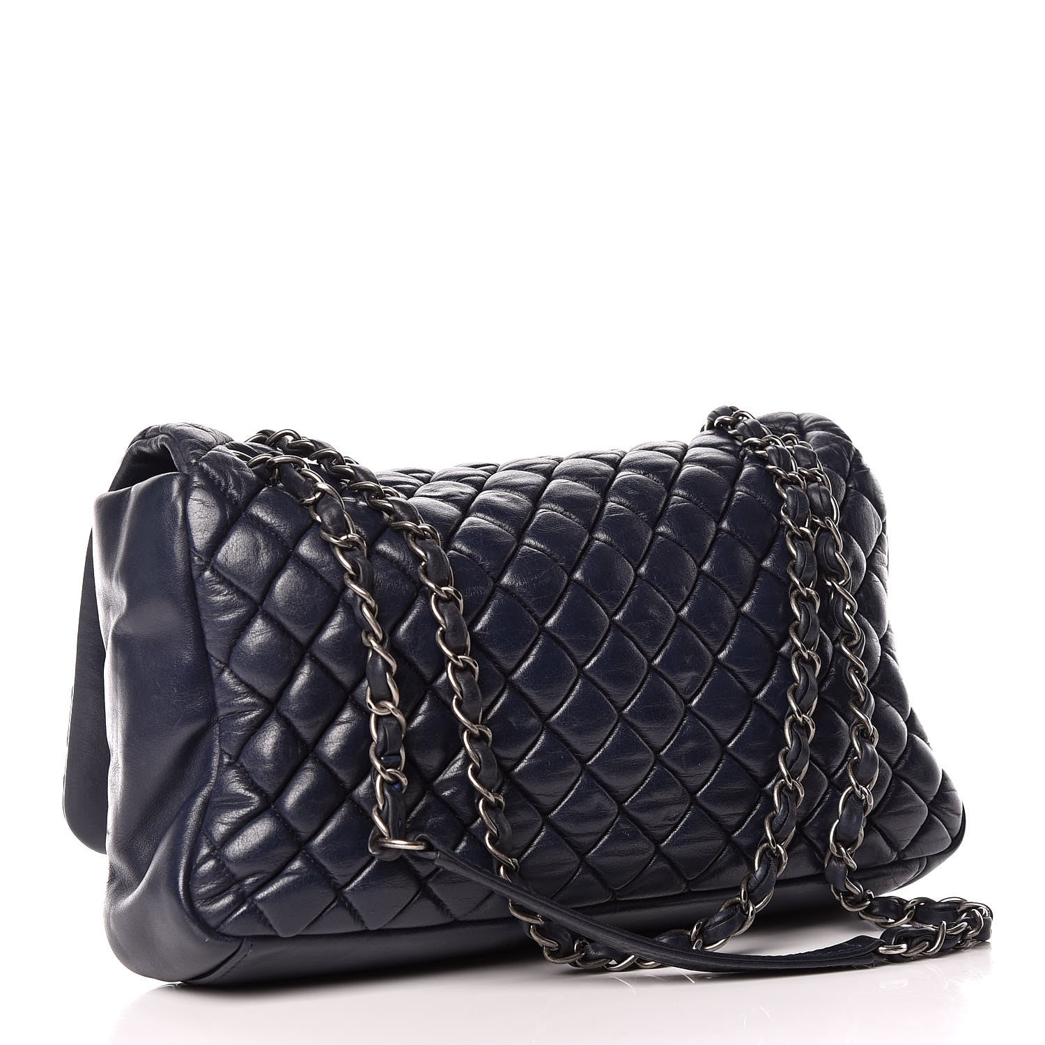 Chanel Iridescent Calfskin New Bubble Large Flap Navy 3 of 13