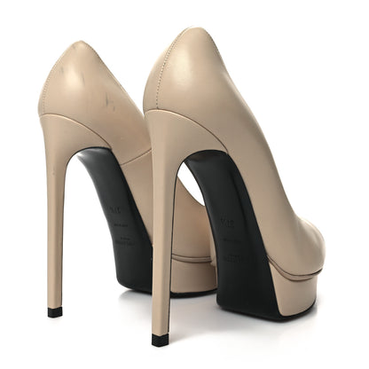 Saint Laurent Calfskin Cap Toe Janis 105 Platform Pumps 37.5 Powder 4 of 12