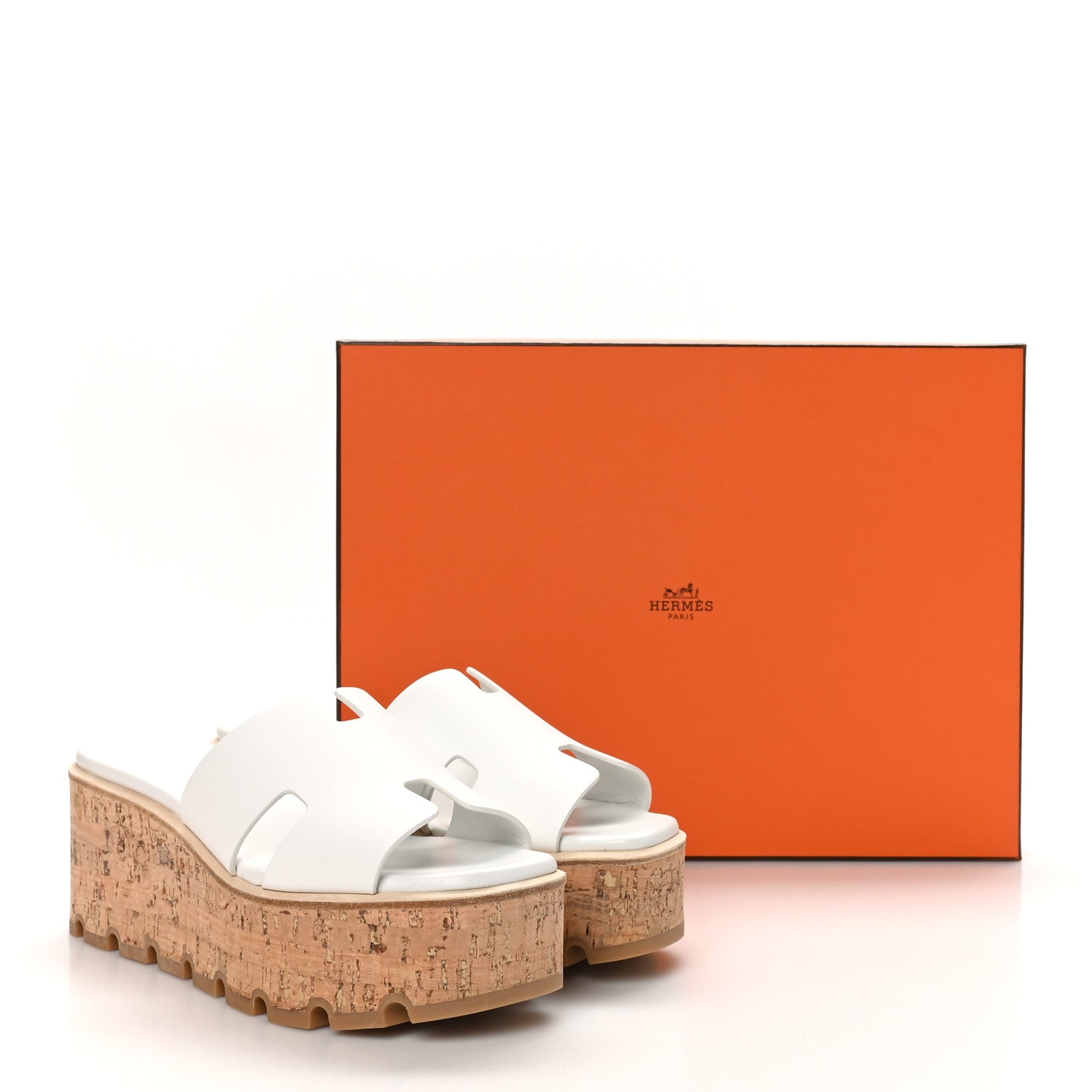Hermes Calfskin Cork Eze 30 Sandals 36 White 10 of 10